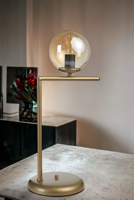 Opviq Lámpara de Mesa Ámbar con Cuerpo de Metal y Tapa de Vidrio Opviq Lámpara de Mesa Ámbar con Cuerpo de Metal y Tapa de Vidrio